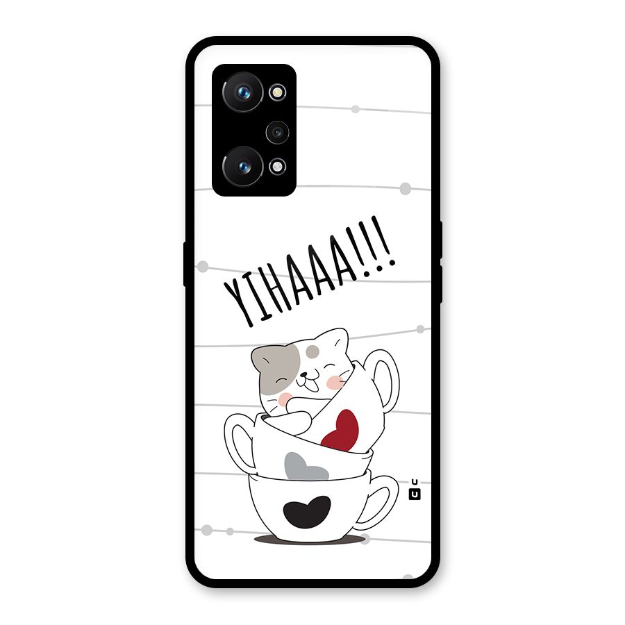 Cute Cat Cup Glass Back Case for Realme GT Neo 3T