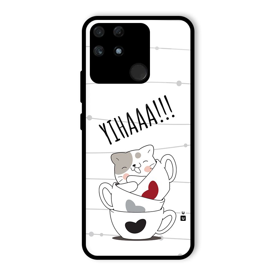Cute Cat Cup Glass Back Case for Realme Narzo 50A