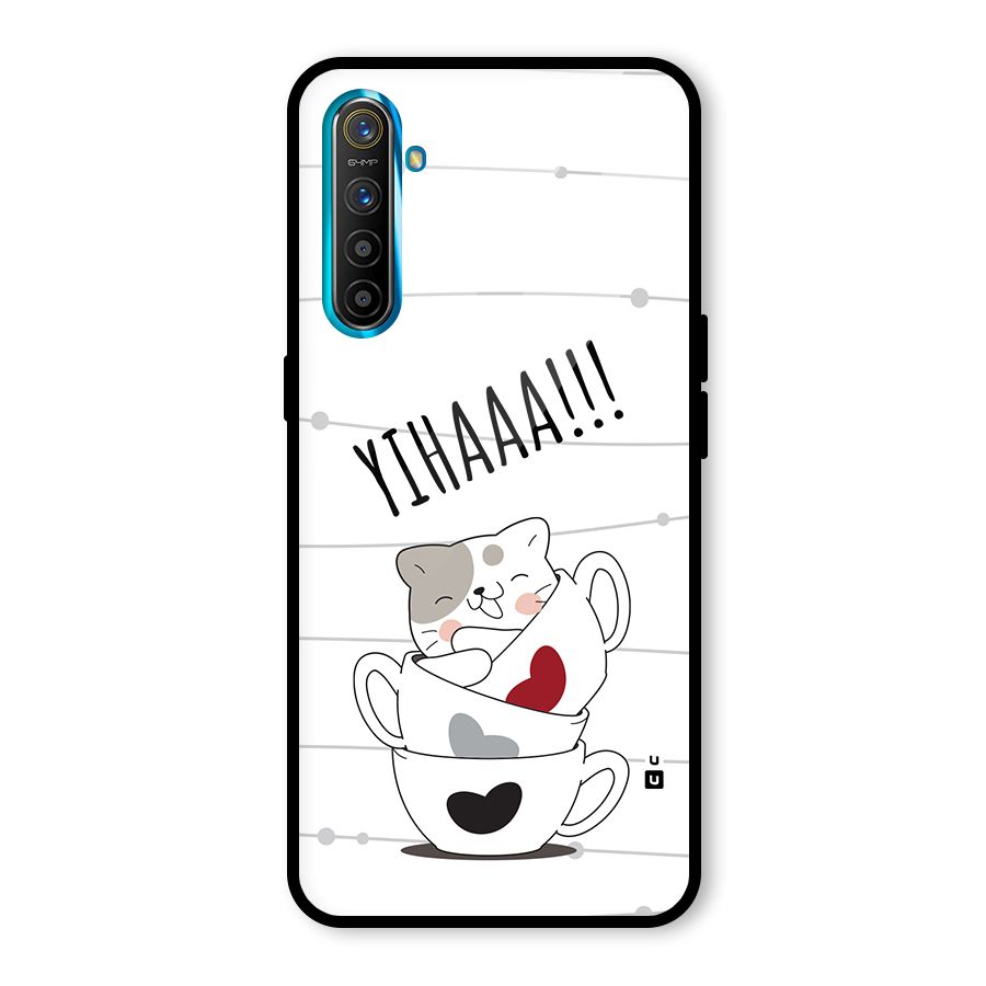 Cute Cat Cup Glass Back Case for Realme XT