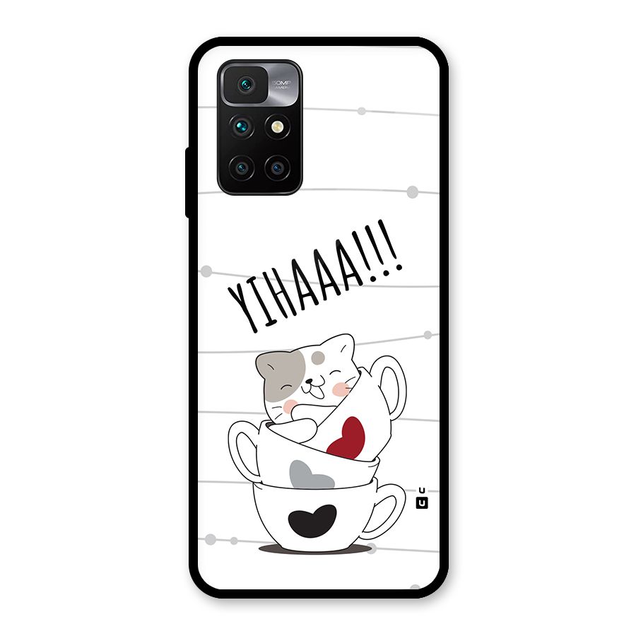 Cute Cat Cup Glass Back Case for Redmi 10 Prime