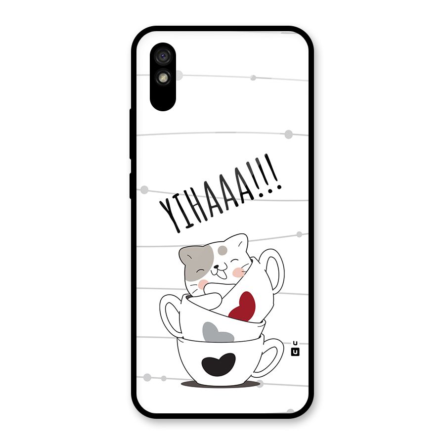 Cute Cat Cup Glass Back Case for Redmi 9i