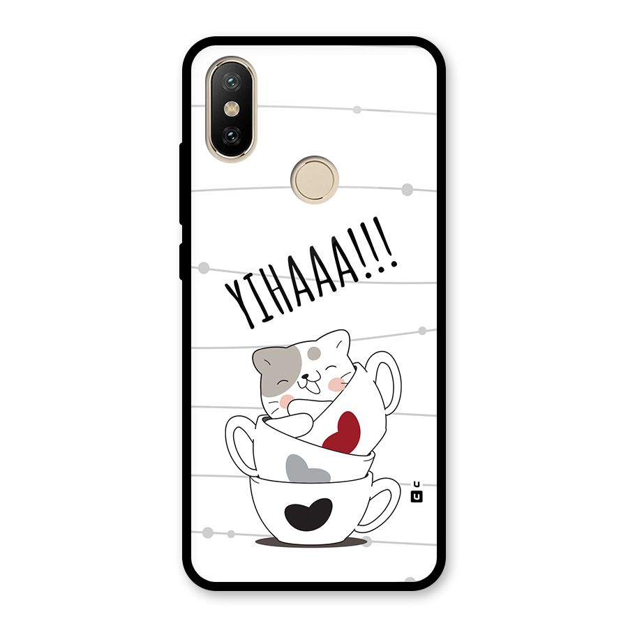 Cute Cat Cup Glass Back Case for Redmi A2