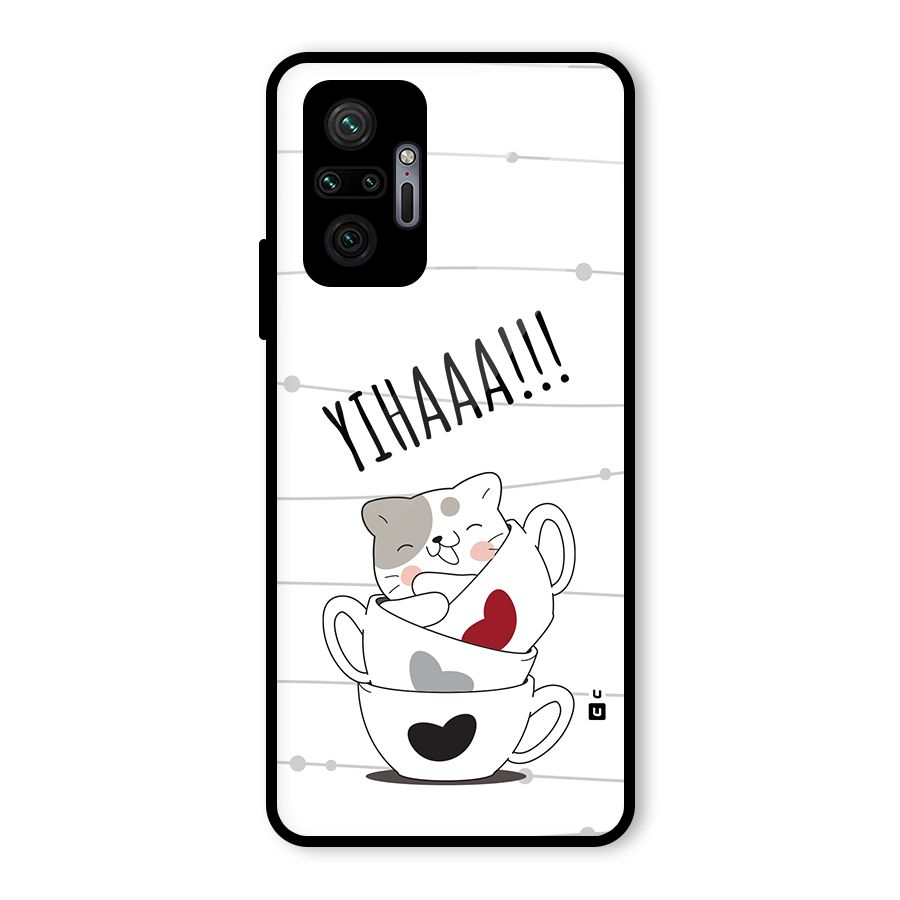 Cute Cat Cup Glass Back Case for Redmi Note 10 Pro Max