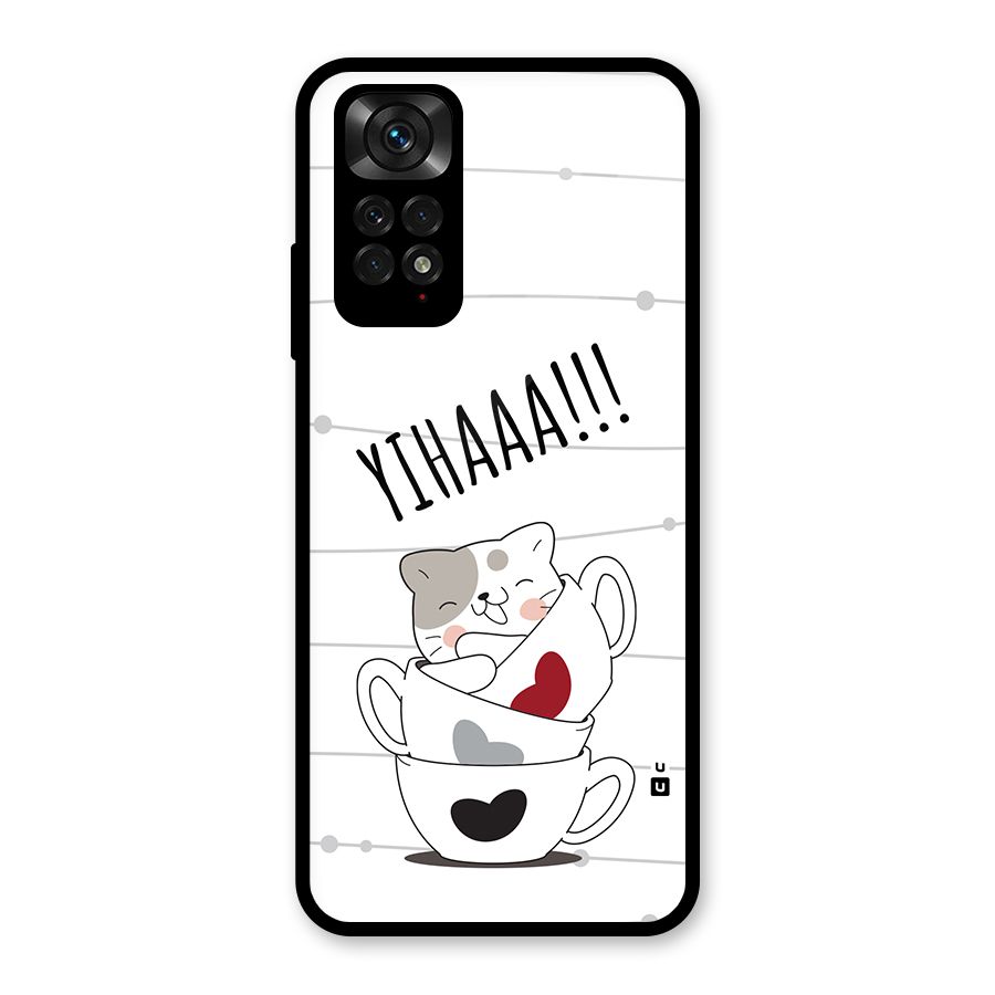 Cute Cat Cup Glass Back Case for Redmi Note 11