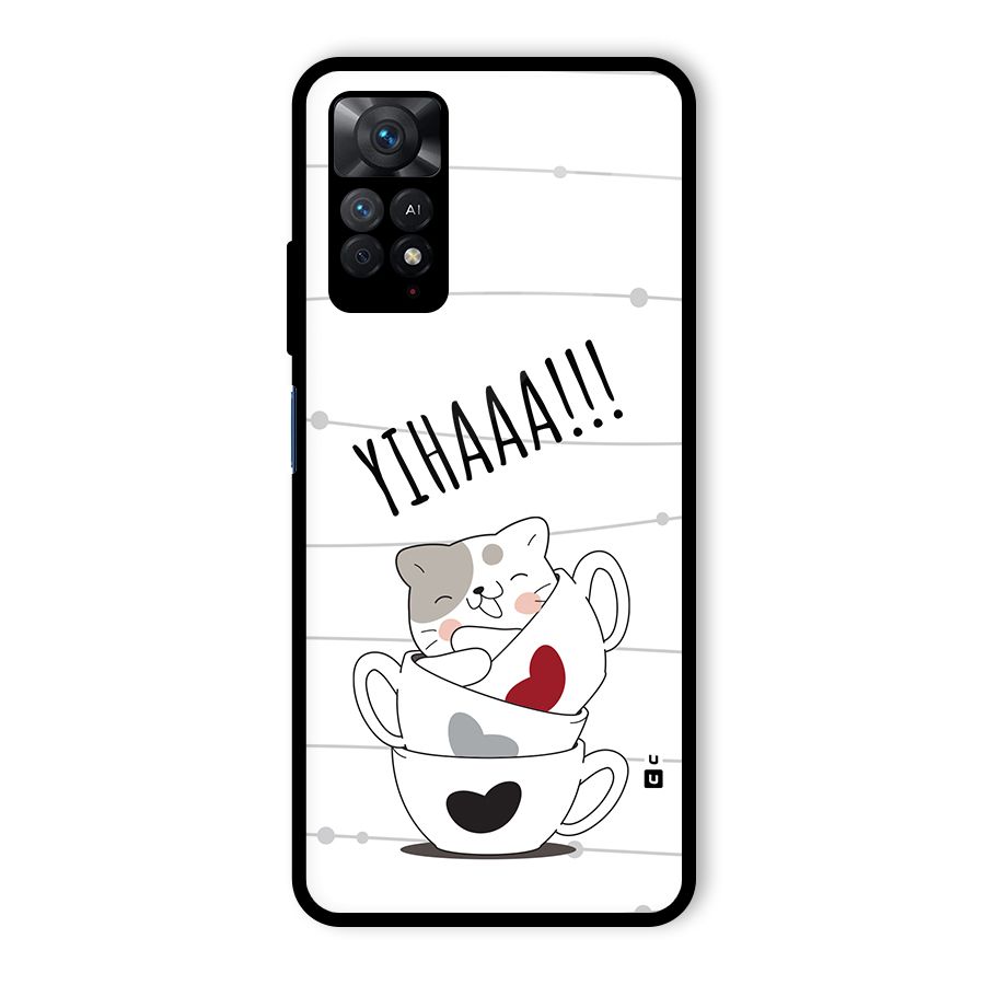 Cute Cat Cup Glass Back Case for Redmi Note 11 Pro