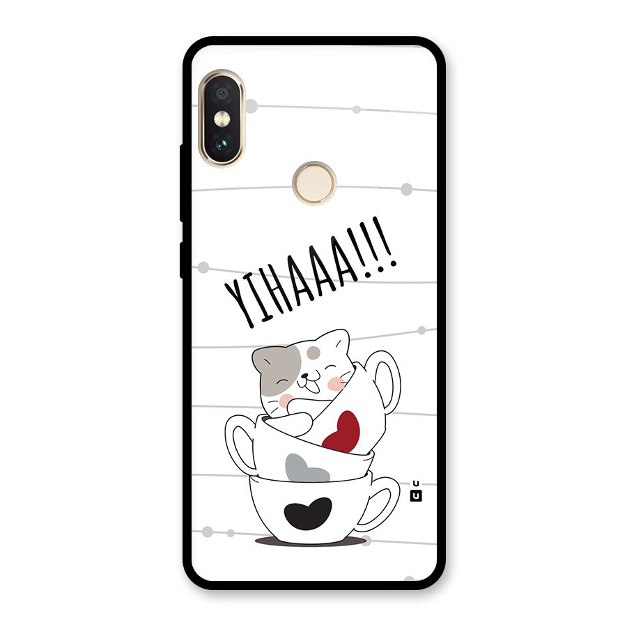 Cute Cat Cup Glass Back Case for Redmi Note 5 Pro