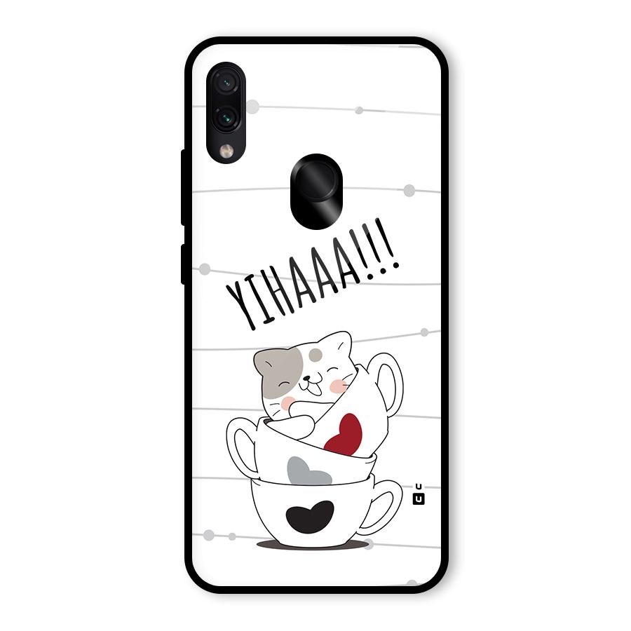 Cute Cat Cup Glass Back Case for Redmi Note 7 Pro