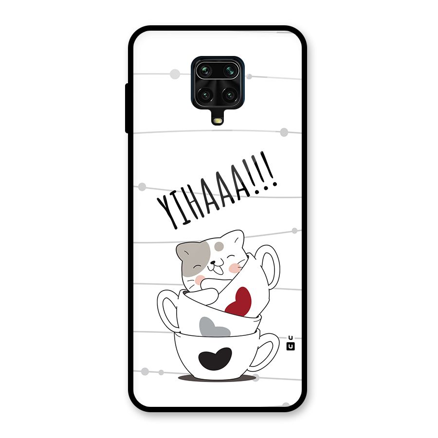 Cute Cat Cup Glass Back Case for Redmi Note 9 Pro