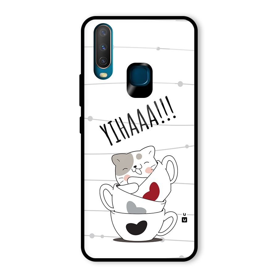 Cute Cat Cup Glass Back Case for Vivo U10