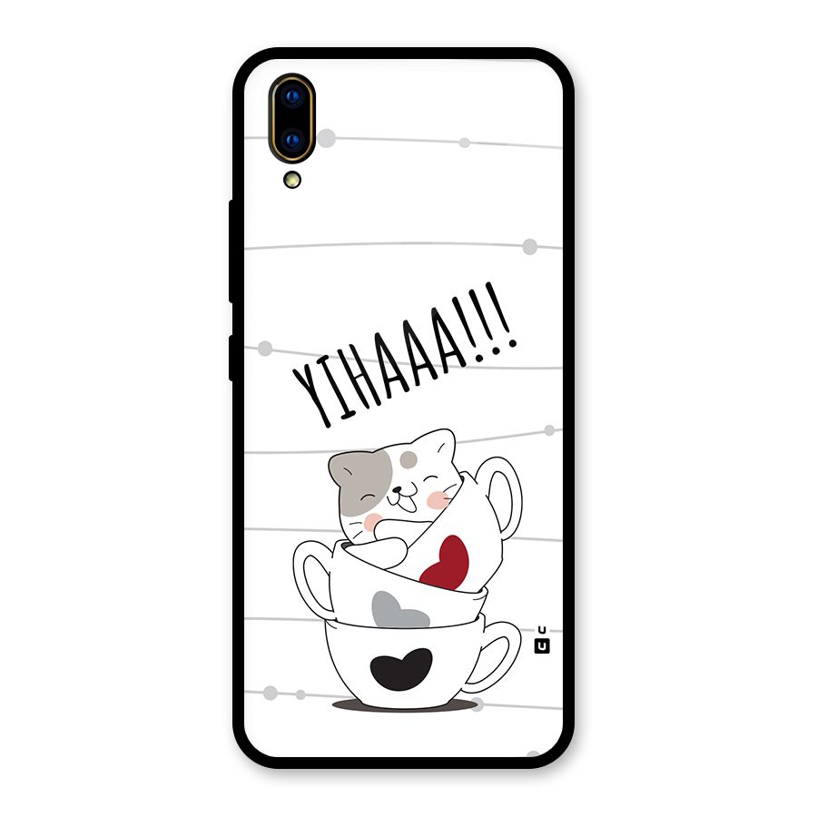 Cute Cat Cup Glass Back Case for Vivo V11 Pro