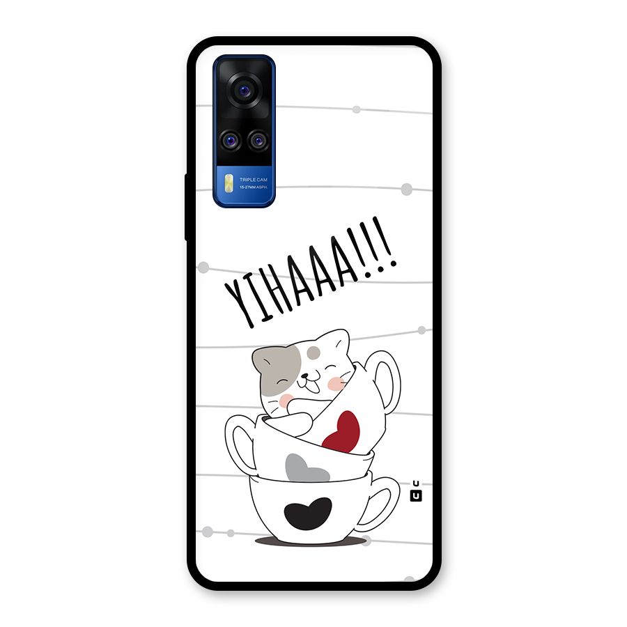 Cute Cat Cup Glass Back Case for Vivo Y31