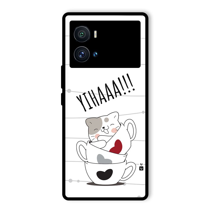 Cute Cat Cup Glass Back Case for Vivo iQOO 9 Pro