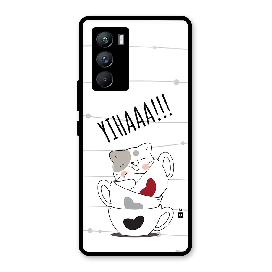 Cute Cat Cup Glass Back Case for Vivo iQOO 9 SE