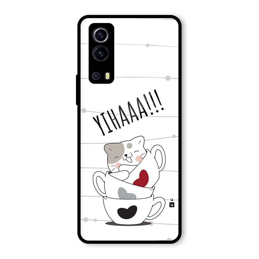 Cute Cat Cup Glass Back Case for Vivo iQOO Z3