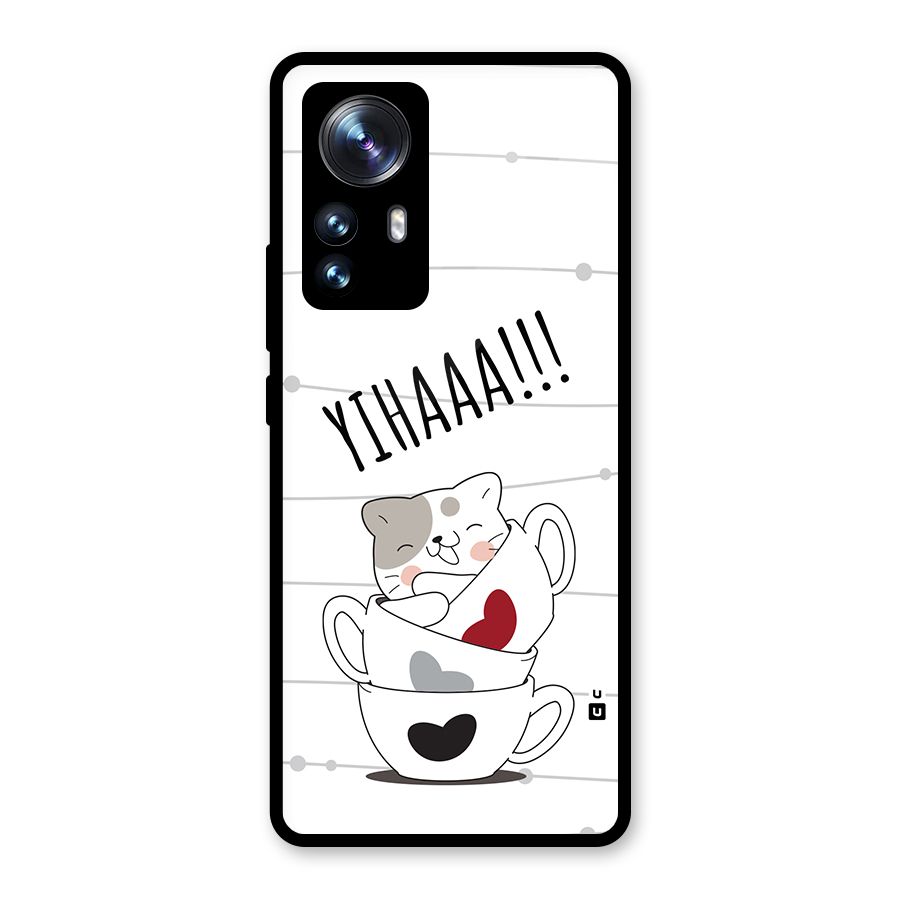Cute Cat Cup Glass Back Case for Xiaomi 12 Pro