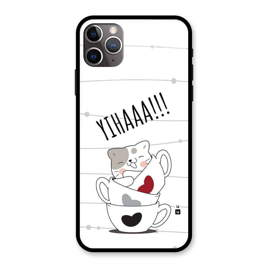Cute Cat Cup Glass Back Case for iPhone 11 Pro Max
