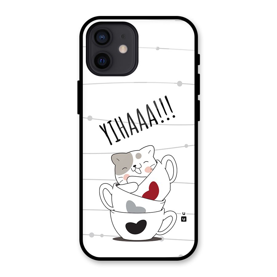 Cute Cat Cup Glass Back Case for iPhone 12