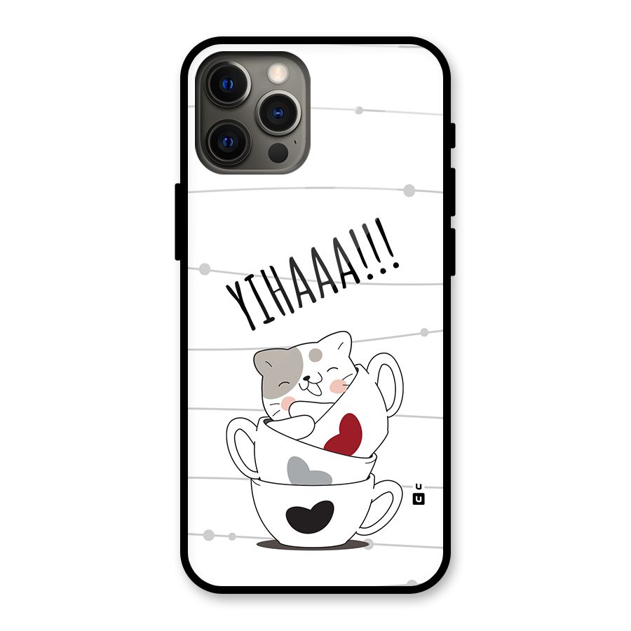 Cute Cat Cup Glass Back Case for iPhone 12 Pro Max