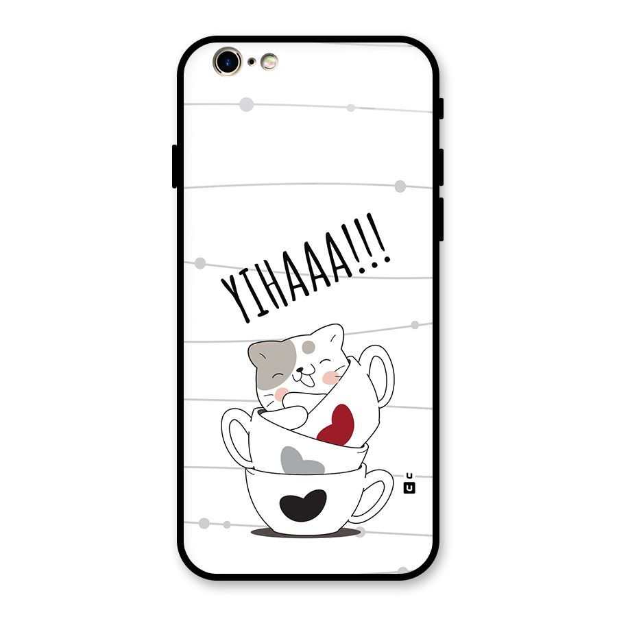 Cute Cat Cup Glass Back Case for iPhone 6 6S