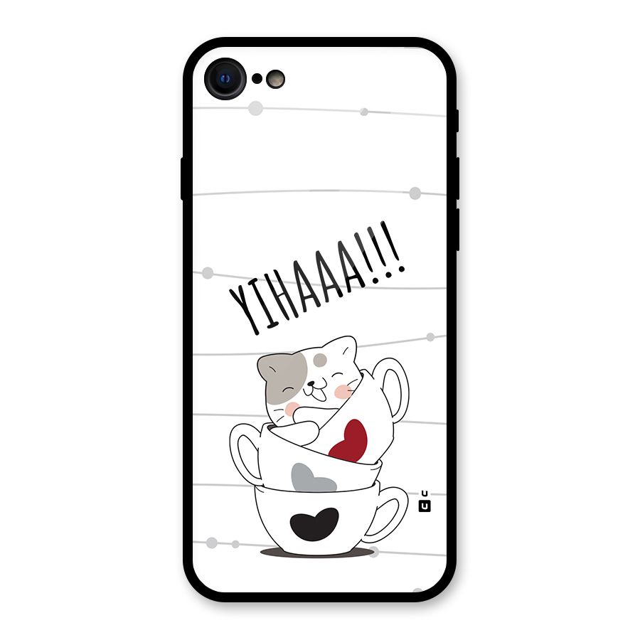 Cute Cat Cup Glass Back Case for iPhone 7