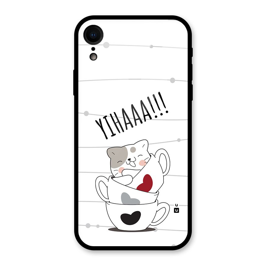 Cute Cat Cup Glass Back Case for iPhone XR