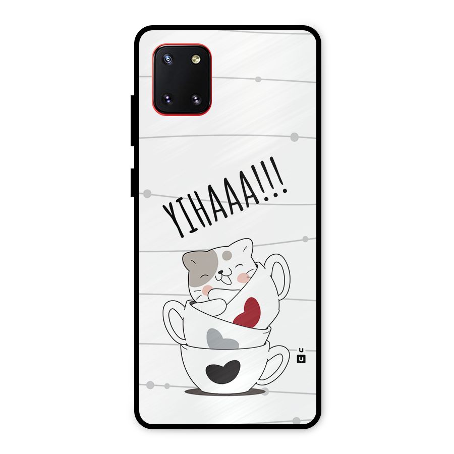 Cute Cat Cup Metal Back Case for Galaxy Note 10 Lite