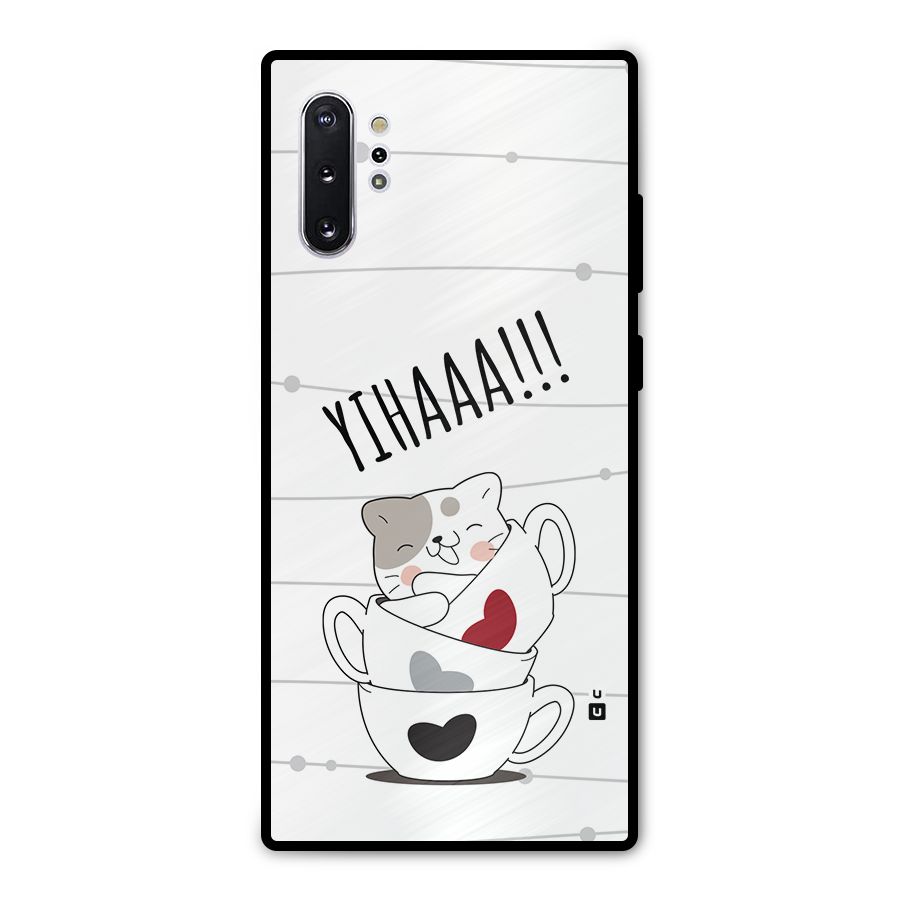 Cute Cat Cup Metal Back Case for Galaxy Note 10 Plus