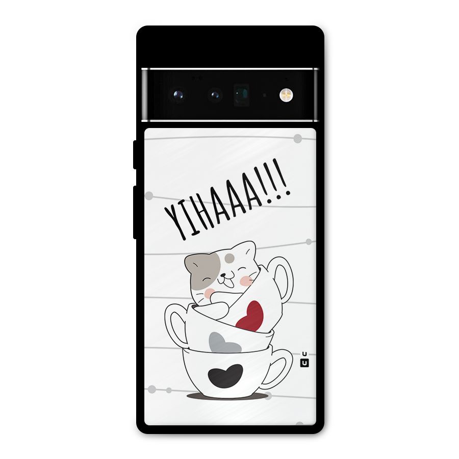 Cute Cat Cup Metal Back Case for Google Pixel 6 Pro