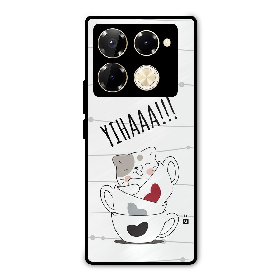 Cute Cat Cup Metal Back Case for Infinix Note 40 Pro