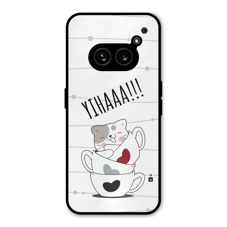 Cute Cat Cup Metal Back Case for Nothing Phone 2a