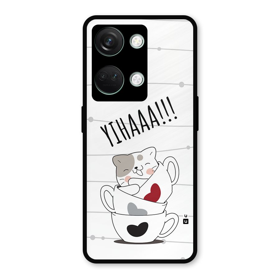 Cute Cat Cup Metal Back Case for OnePlus Nord 3