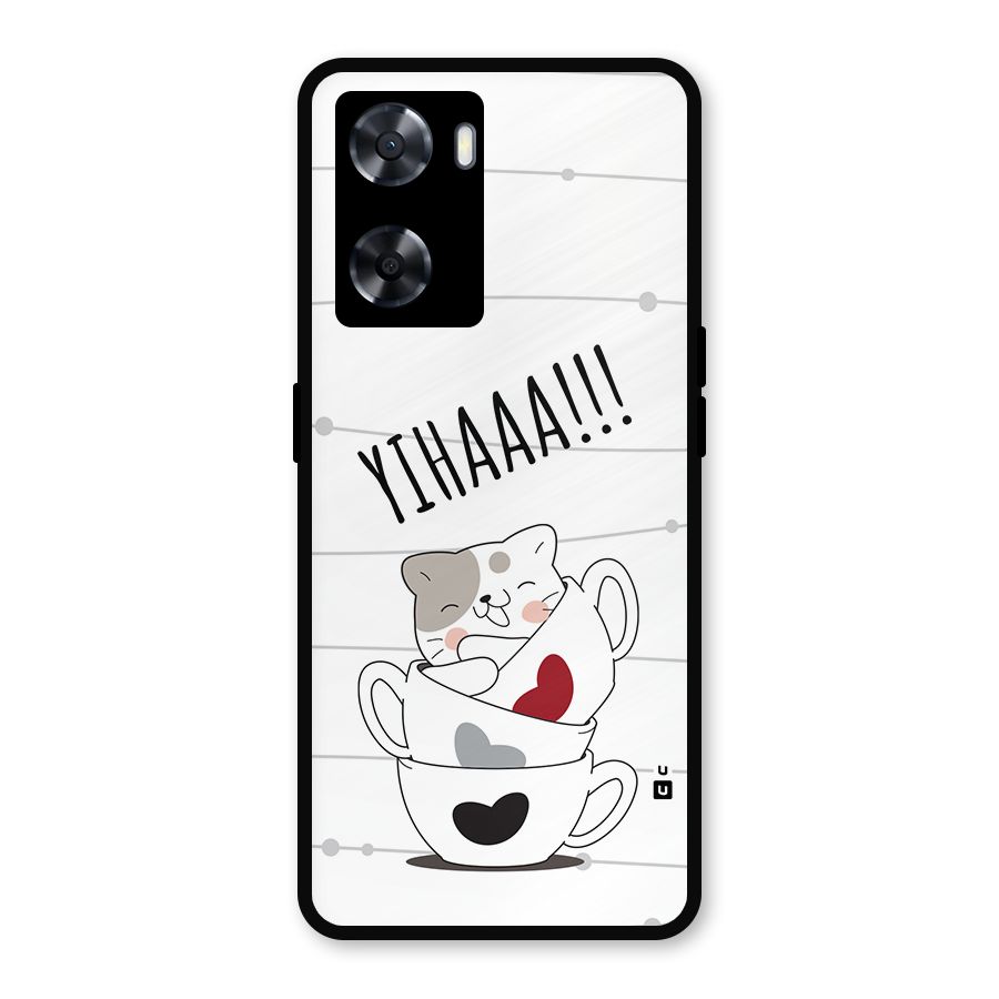 Cute Cat Cup Metal Back Case for OnePlus Nord N20 SE