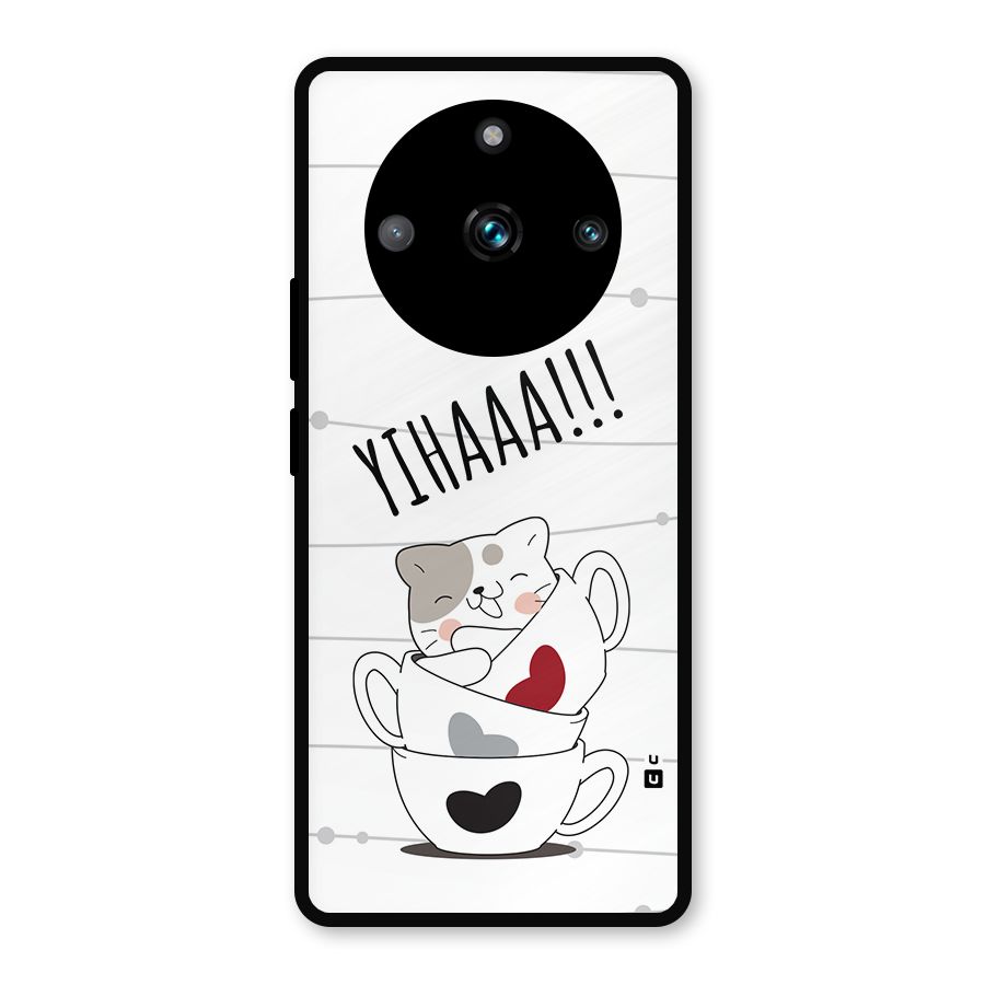 Cute Cat Cup Metal Back Case for Realme 11 Pro Plus