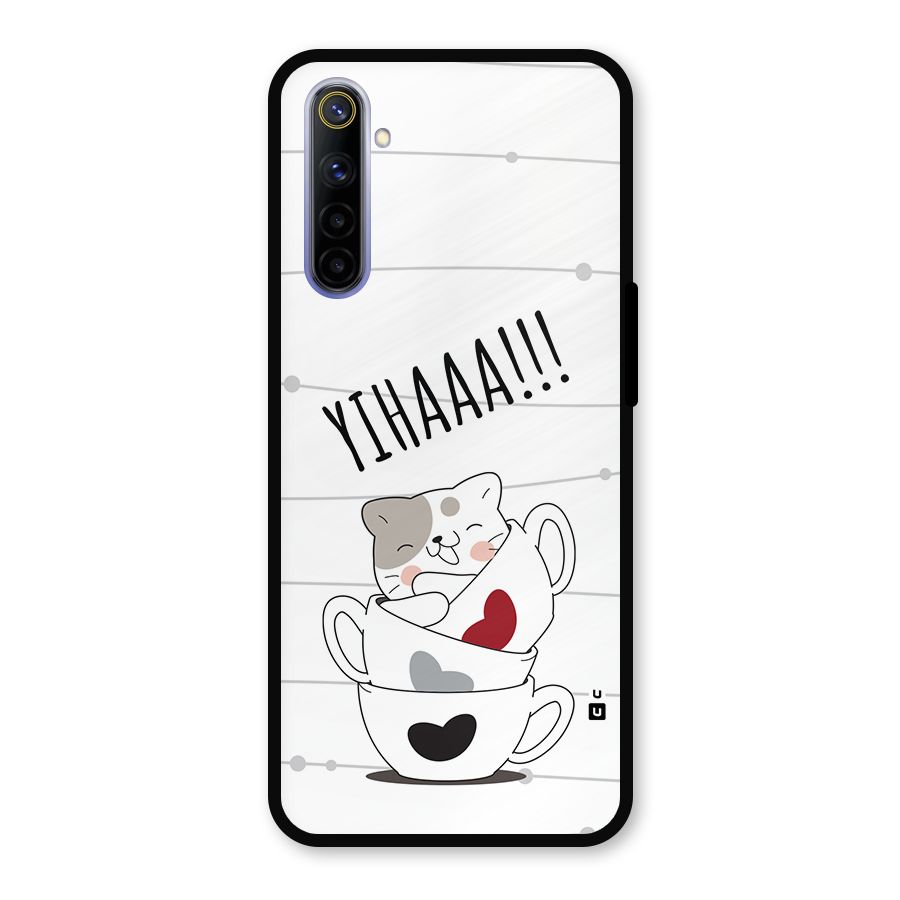 Cute Cat Cup Metal Back Case for Realme 6i