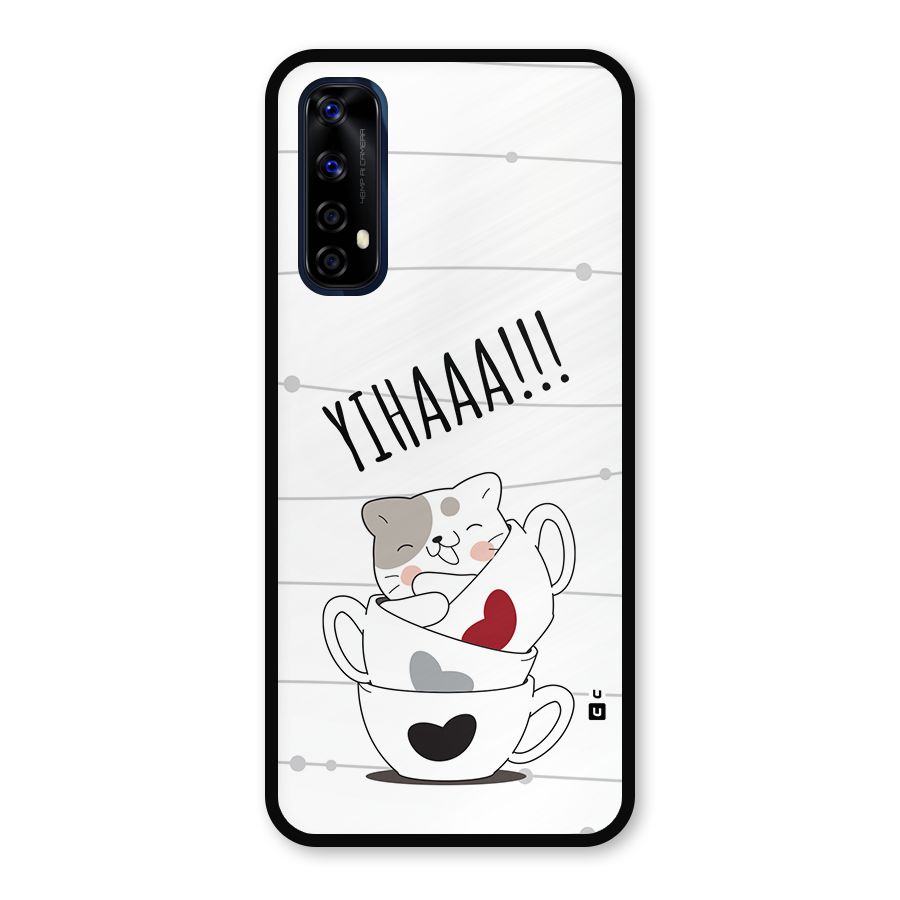 Cute Cat Cup Metal Back Case for Realme 7