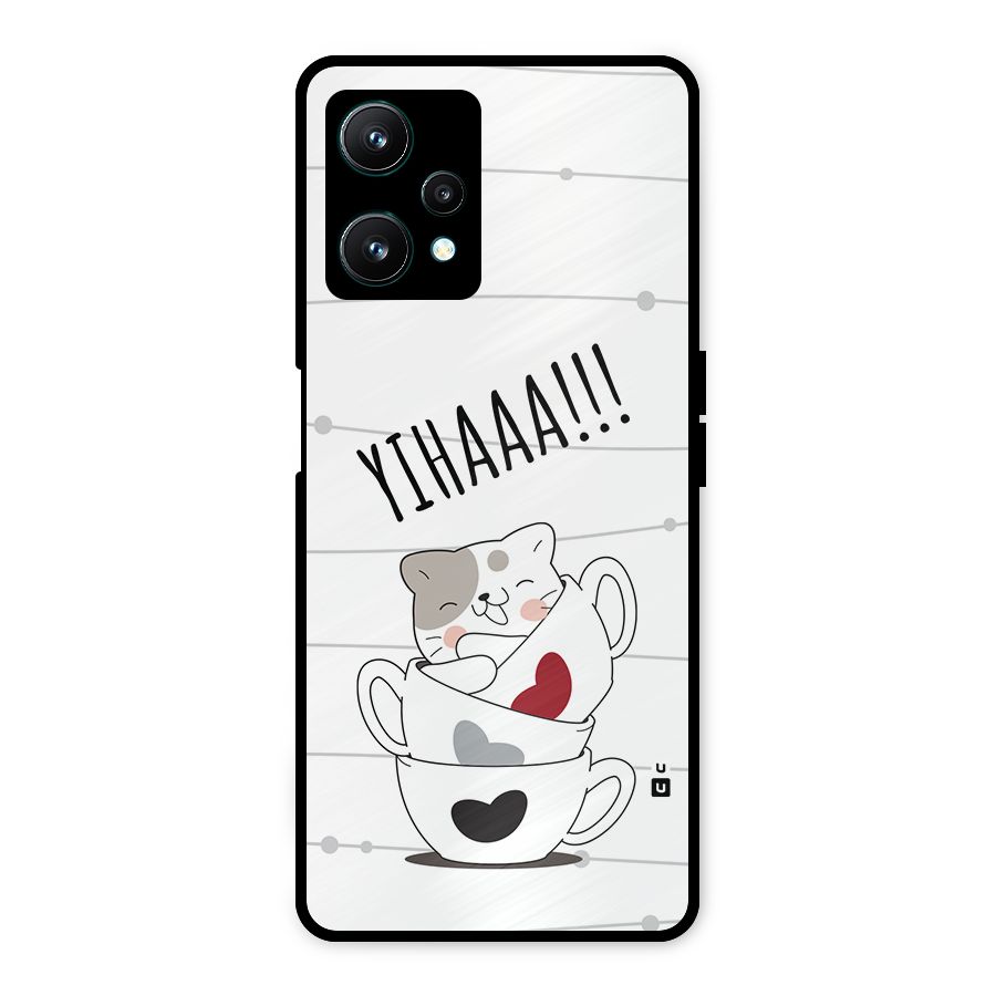 Cute Cat Cup Metal Back Case for Realme 9 Pro 5G