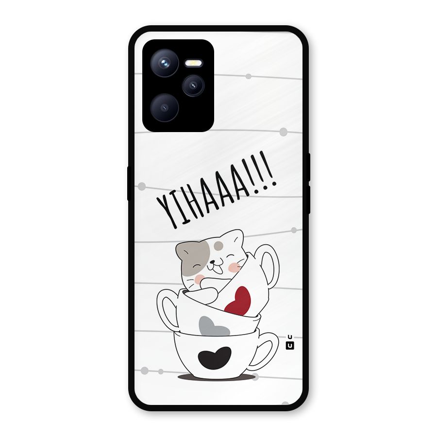 Cute Cat Cup Metal Back Case for Realme C35
