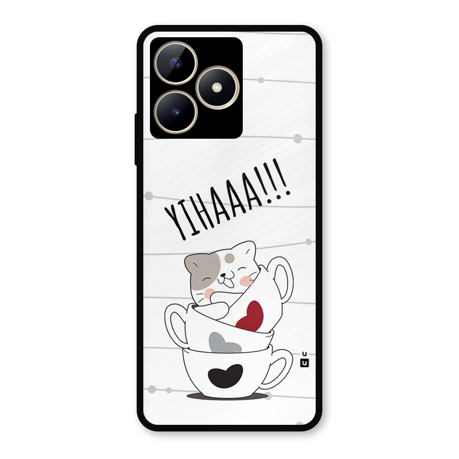 Cute Cat Cup Metal Back Case for Realme C53