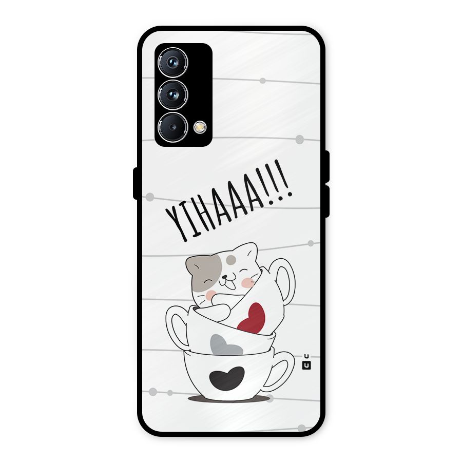 Cute Cat Cup Metal Back Case for Realme GT Master Edition