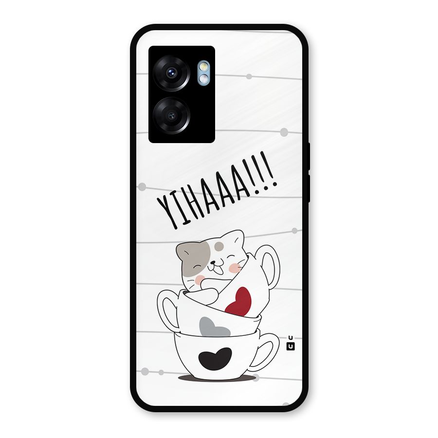Cute Cat Cup Metal Back Case for Realme Narzo 50 5G