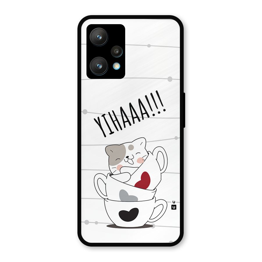 Cute Cat Cup Metal Back Case for Realme Narzo 50 Pro