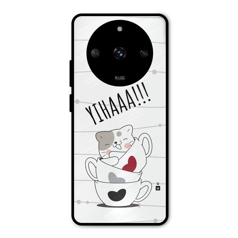 Cute Cat Cup Metal Back Case for Realme Narzo 60 5G