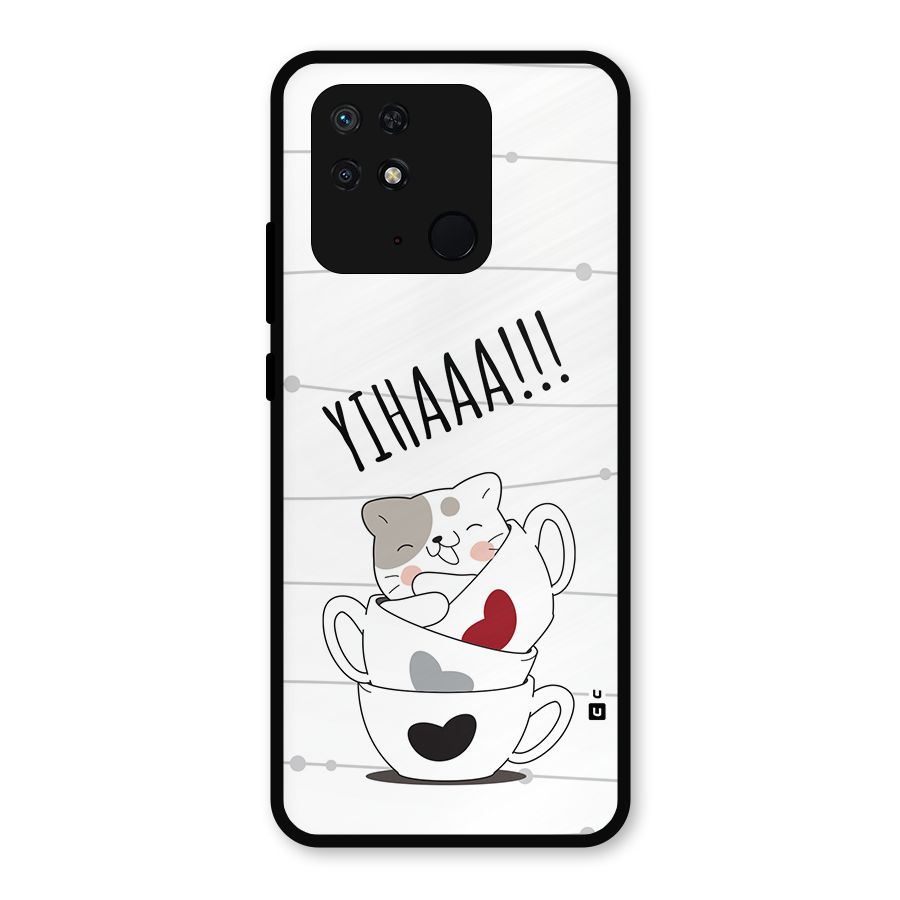 Cute Cat Cup Metal Back Case for Redmi 10 Power