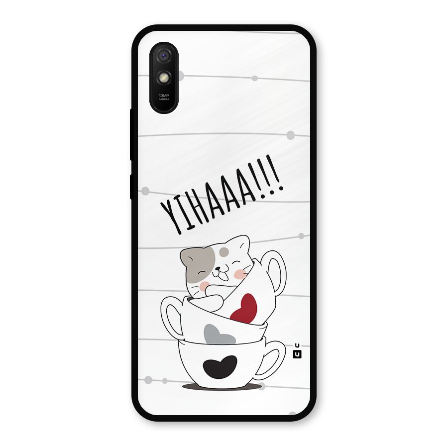 Cute Cat Cup Metal Back Case for Redmi 9a