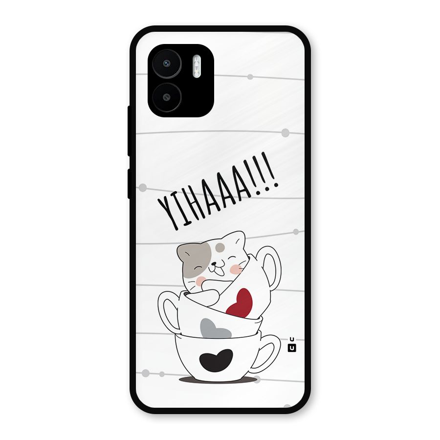 Cute Cat Cup Metal Back Case for Redmi A1