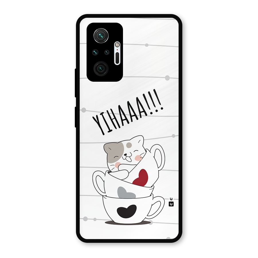 Cute Cat Cup Metal Back Case for Redmi Note 10 Pro