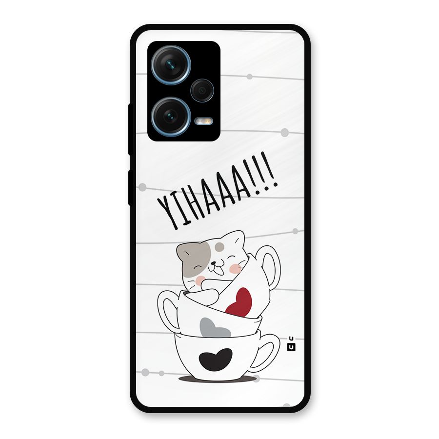 Cute Cat Cup Metal Back Case for Redmi Note 12 Pro Plus 5G