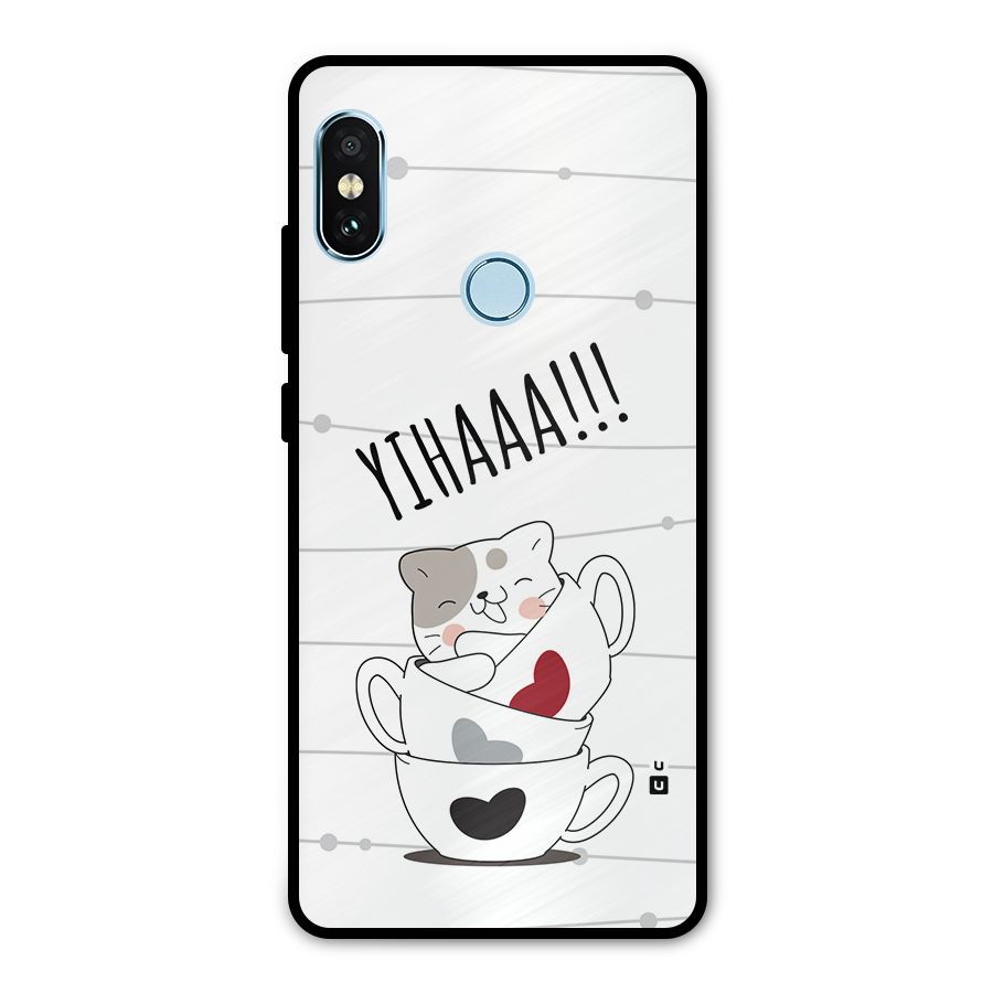 Cute Cat Cup Metal Back Case for Redmi Note 5 Pro