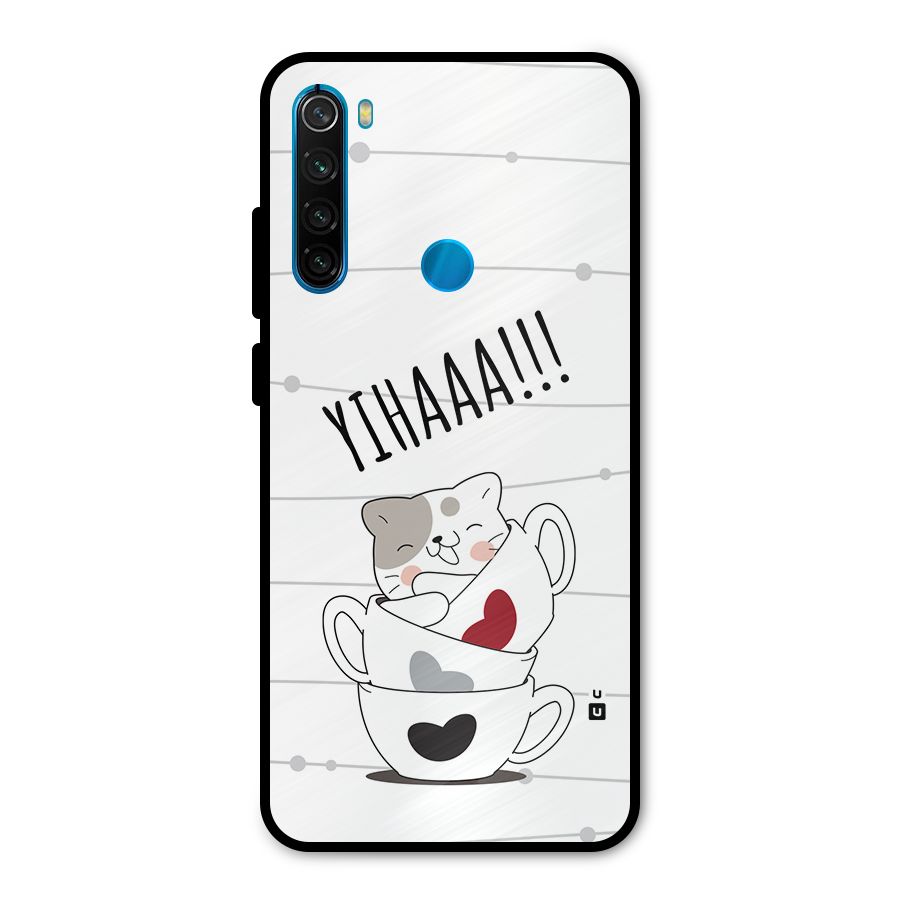 Cute Cat Cup Metal Back Case for Redmi Note 8