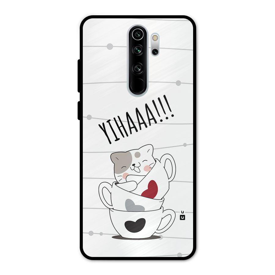 Cute Cat Cup Metal Back Case for Redmi Note 8 Pro